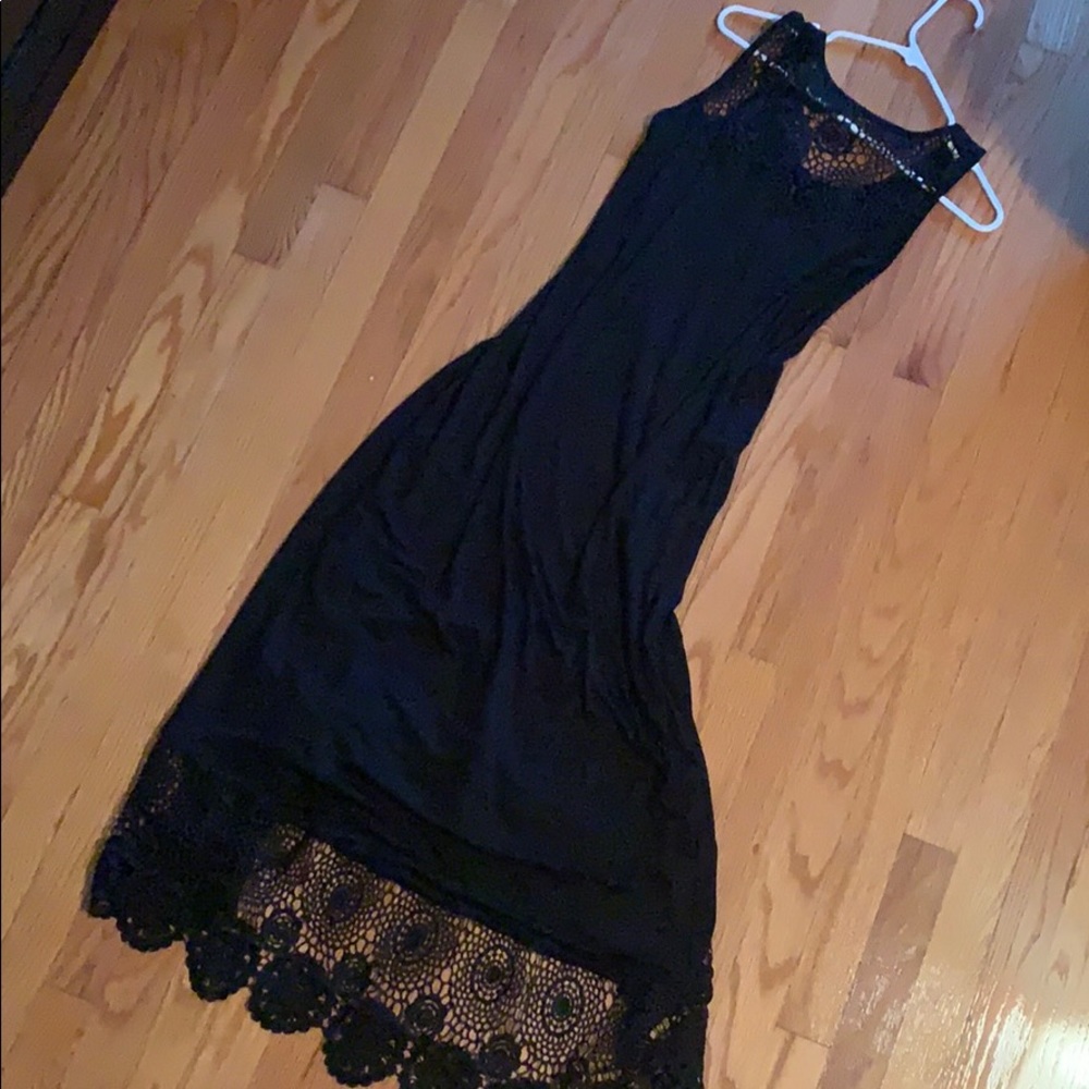 Long Black Dress with lace bottom and back